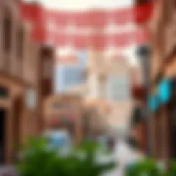 Vibrant street view of Satwa showcasing local architecture