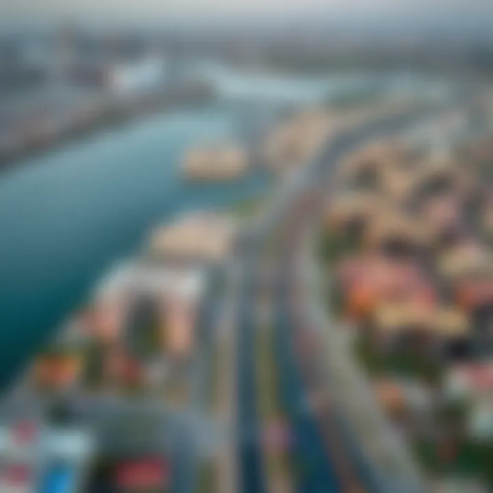 Aerial shot of the vibrant community along شارع القدرة