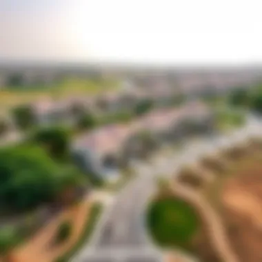 Aerial View of Sobha Hartland Aerial view of Sobha Hartland community showcasing luxury villas and greenery