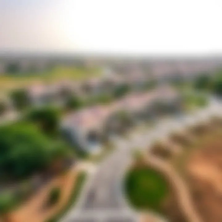 Aerial View of Sobha Hartland Aerial view of Sobha Hartland community showcasing luxury villas and greenery