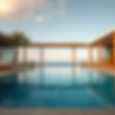 Aesthetic Pool Design at Mamzar Beach Aesthetic design of the swimming pool reflecting the beach environment