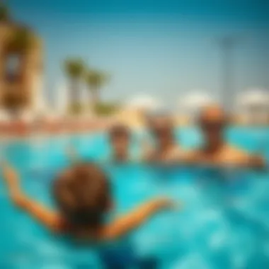 Families Enjoying the Pool Facilities Families enjoying the swimming pool facilities at Mamzar Beach