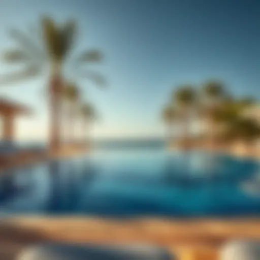 Serene Swimming Pool at Mamzar Beach Serene swimming pool at Mamzar Beach with a view of palm trees