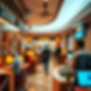 Interior view of a busy Tashil Office during transactions