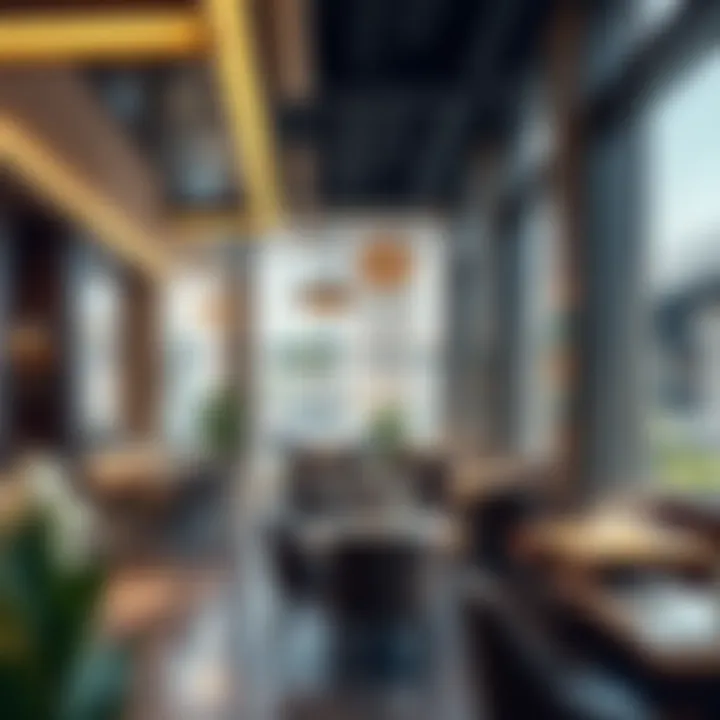 Contemporary Brunch Spot in Dubai A chic cafe with a modern interior design, perfect for brunch