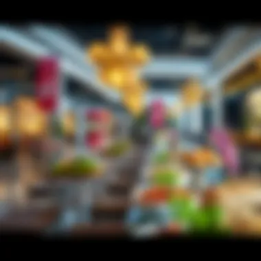 Diverse International Cuisines A vibrant display of international cuisines at Nakheel Mall's dining area