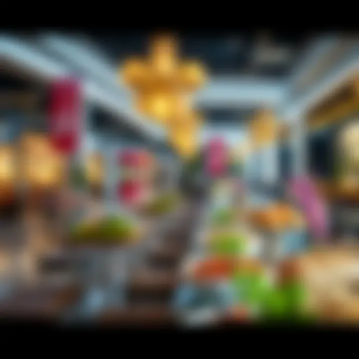 Diverse International Cuisines A vibrant display of international cuisines at Nakheel Mall's dining area