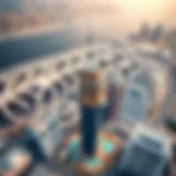 Aerial view of the Dubai World Trade Centre showcasing its iconic architecture