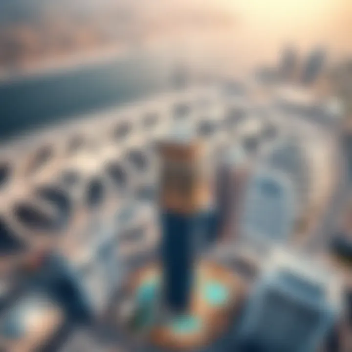Iconic Aerial View of DWTC Aerial view of the Dubai World Trade Centre showcasing its iconic architecture