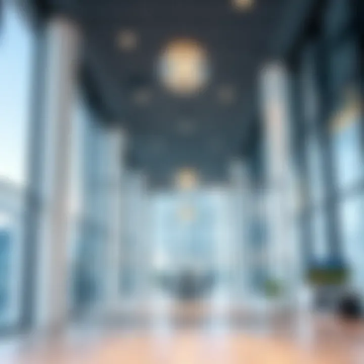 Modern Office Spaces Promoting Business Modern office spaces in DWTC highlighting business opportunities and connectivity