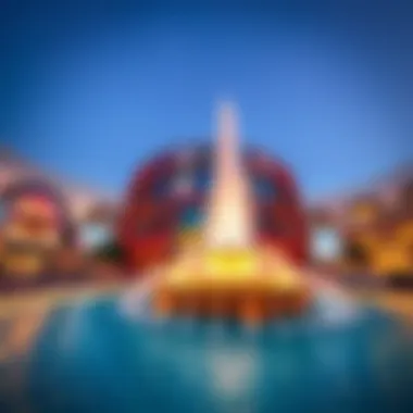 Iconic Fountain Display at The Dubai Mall Iconic fountain display outside The Dubai Mall, illustrating its attractions