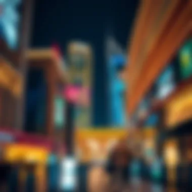 Night View of The Dubai Mall Night view of The Dubai Mall with illuminated surroundings and visitors