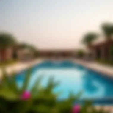 Serene Poolside Oasis at The Lakes Club Luxurious swimming pool area surrounded by lush landscaping