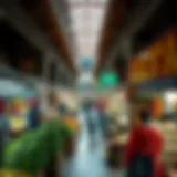 Aerial view of the Misafi Market bustling with activity