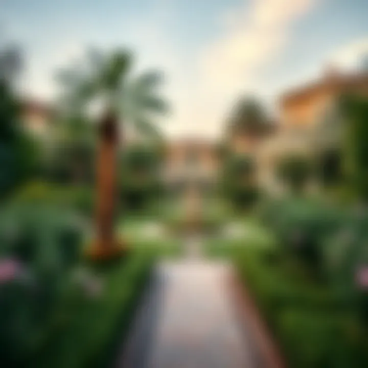 Opulent Landscapes A beautifully landscaped garden in a high-end neighborhood reflecting opulent living.