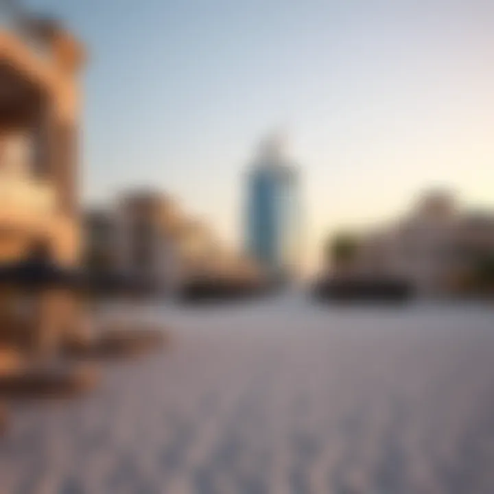 Luxury Real Estate Near Burj Al Arab A close-up of luxurious beachfront properties near Burj Al Arab beach, reflecting the opulence of real estate investment opportunities.
