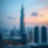 South Ridge Tower and Dubai Skyline Stunning view of South Ridge Tower against Dubai skyline