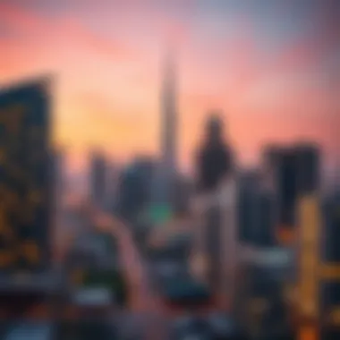 Stunning Dubai Skyline with Luxury Developments Dubai skyline showcasing luxury properties