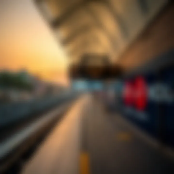 Dubai Metro Station with NOL Card Signage A scenic view of a Dubai metro station with NOL card signage