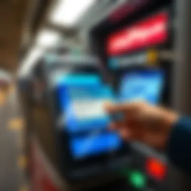 Using NOL Card at Transport Machine A close-up view of the NOL card being used at a transport ticket machine