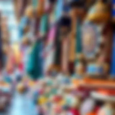 Textile Treasures Vibrant market stall filled with decorative textiles