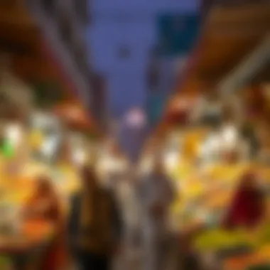 A bustling market scene illustrating cultural diversity