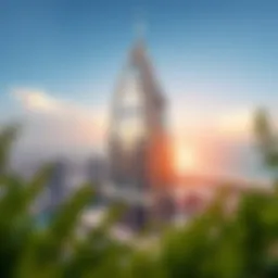 Aerial view of the Majestic Tower showcasing its unique design