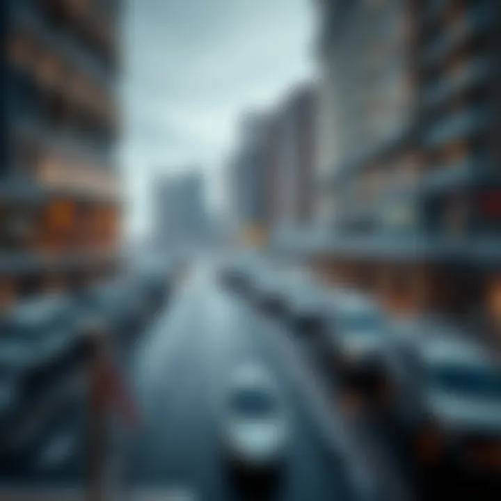 Panoramic view of the Dubai Marina community with Marina Arcade in focus