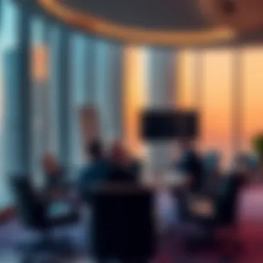 Nassima Tower: A Premier Business Location Business professionals engaging in a meeting within Nassima Tower