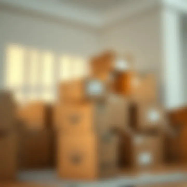 Efficient Packing Strategies for Moving A close-up of packing boxes stacked neatly