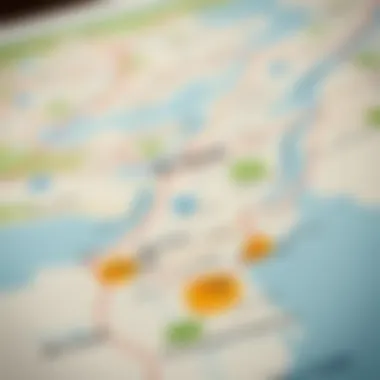 A map of Dubai with highlighted areas for real estate investment
