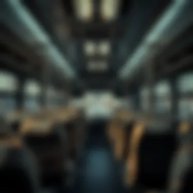 Modern Bus Interior for City Travel Interior of a modern bus used for transportation between the two cities