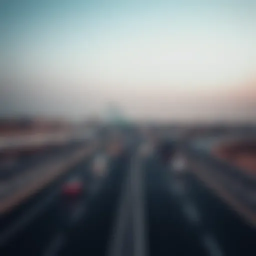 A scenic view of the highway connecting Abu Dhabi and Dubai