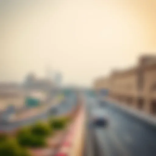 Scenic view of the E100 road linking Abu Dhabi and Dubai