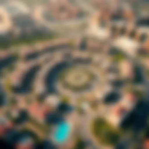 Aerial view of Nesto Jumeirah Village Circle showcasing its vibrant community layout
