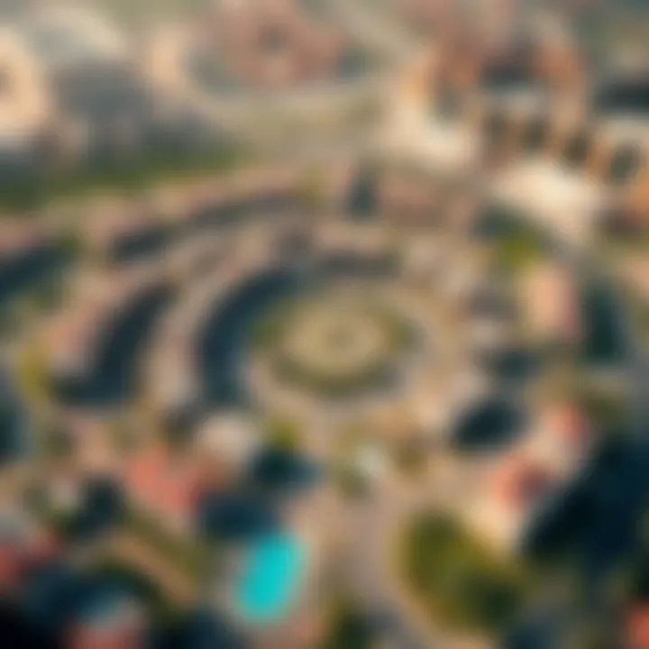 Aerial view of Nesto Jumeirah Village Circle showcasing its vibrant community layout