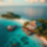 Aerial view of Nurai Island showcasing its pristine beaches and luxurious villas