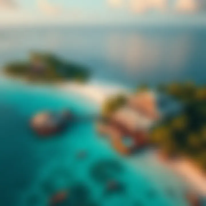 Aerial Perspective of Luxurious Nurai Island Aerial view of Nurai Island showcasing its pristine beaches and luxurious villas