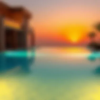 Luxurious private pool with sunset view