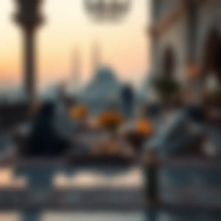 Traditional Iftar Setting during Ramadan A tranquil space showcasing a traditional iftar setting