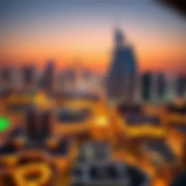 A stunning skyline view of Dubai adorned with Ramadan decorations