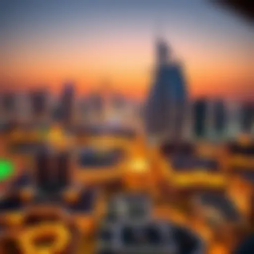 A stunning skyline view of Dubai adorned with Ramadan decorations