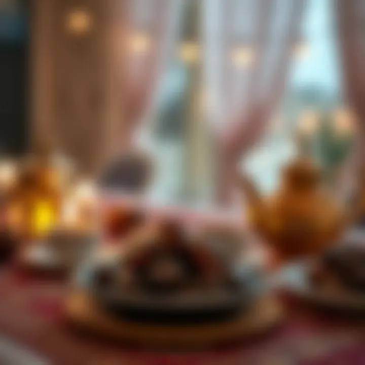 Traditional Iftar setting showcasing dates and Arabic coffee