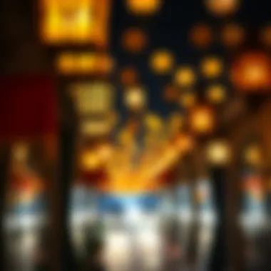 Traditional lanterns illuminating the streets in Dubai