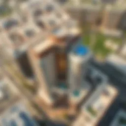 Aerial view of Ruby Plaza showcasing the architectural design