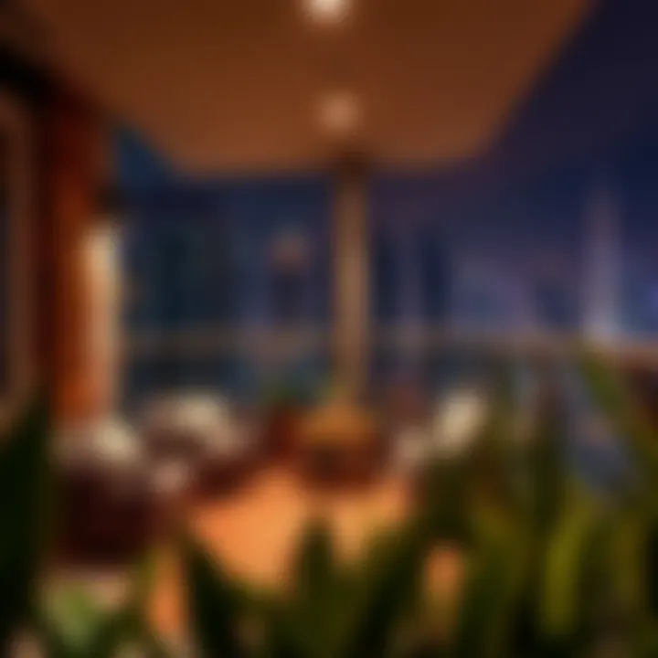 Stylishly decorated balcony with city views