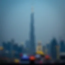 A stunning view of the Burj Khalifa towering over the Dubai skyline