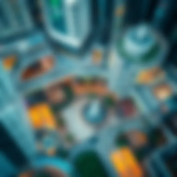 Aerial Perspective on Dubai's Urban Mall Integration Aerial view of a bustling mall integrated into Dubai's urban landscape