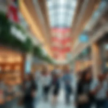 A bustling interior view of shoppers enjoying their experience at the mall