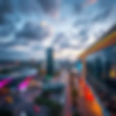 Panoramic view of The Ribbon Mall's impact on the surrounding urban landscape